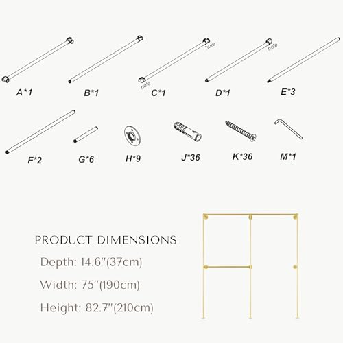 Industrial Pipe Clothing Rack, Wall Mounted Clothes Rack, 75", 3 Rods - Image 6