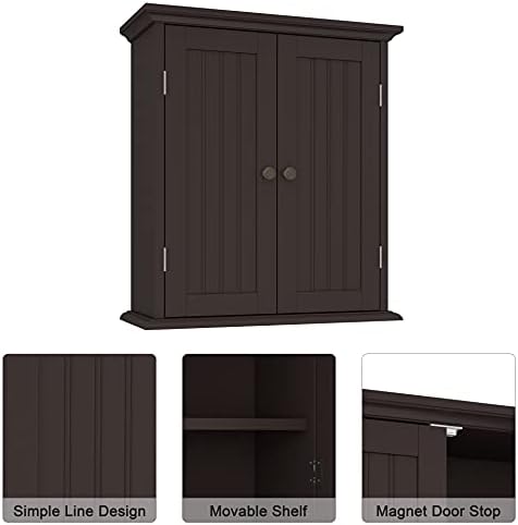 ChooChoo Bathroom Wall Cabinet with 2 Doors, Over The Toilet - Image 4