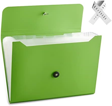 Expanding File Folder File Organizer with 13 Pockets Accordion Filing Folder Expandable File Folder for Documents Paper Organizer for Work, School, Home, Office,Green - Image 2
