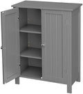 SUPER DEAL Modern Bathroom Floor Storage Cabinet with Adjustable Shelf and Double Door Rust Proof, Living Room Modern Home Furniture Storage Organizer Cabinet, Grey by Superdeal