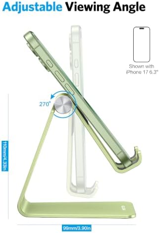 OMOTON C2 Adjustable Aluminum Cell Phone Stand with Charging Cutout, Green - Image 4