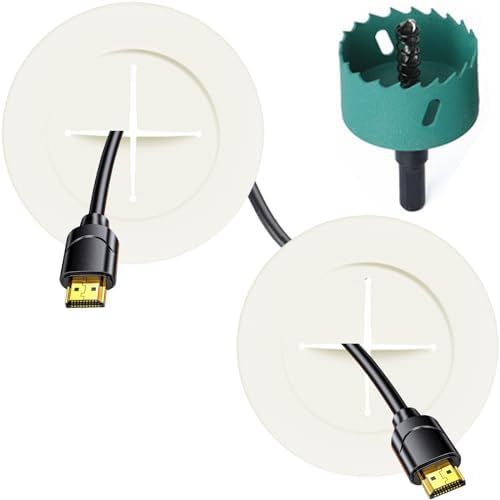 TV Wire Hider Kit for Wall Mount TV, in Wall Cable Management Kit, Includes 2 Pass Throughs and Hole Saw Drill Attachment for Easy Install（Off-White） by Riozoo%C2%AE-EmbellishYouLife