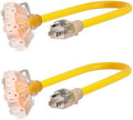 PlugSaf 2 FT 12 Gauge Yellow Heavy Duty Outdoor Extension Cord Waterproof by PlugSaf