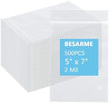 500 PCS 5" x 7" Small Plastic Bags 2 Mil Mini Clear Plastic Poly Bag by BESARME