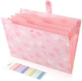 SKYDUE Pink Expanding File Folder with 5 Pockets, Cute Accordion File Organizer, Portable Receipt Paper Documents Organizer, Letter Size Filing Folder School Office Supplies by SKYDUE
