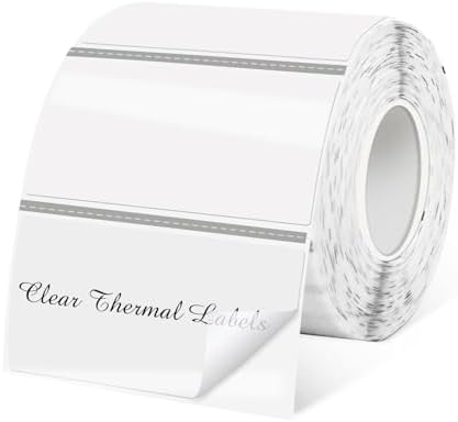 1.25" x 2.25" Transparent Thermal Label Stickers,Waterproof Thermal Printer Sticker Labels for Gift Wrapping, Self-Adhesive Name Price Tag DIY Custom Logo Design (500 pcs,Clear) by Yeachlaing