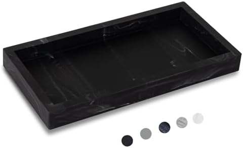 Silicone Bathroom Vanity Tray Dish Soap Holder Sink Organizer, Marble Black by Heagoale