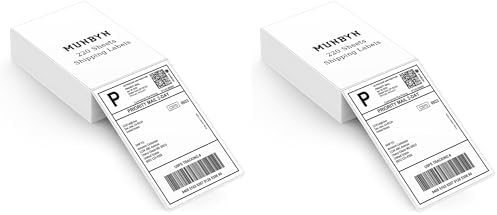 MUNBYN 4"x6" Direct Thermal Shipping Labels, Commercial Grade Permanent Adhesive Fanfold Mailing Postage Label Paper for Thermal Printers and Packages, 220 Sheets per Stack (Pack of 2) by MUNBYN