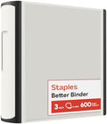 Staples Heavy-Duty 3-Inch D-Ring Binder, White, Holds 600 Sheets by Staples