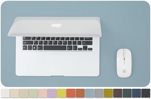 Leather Desk Mat - Small Non-Slip PU Desk Pad for Office and Home - Desk Organization and Accessories - Ideal for Large Mouse Pad and Small Desk Mats on Top of Desks (Light Blue,23.6"x 13.8") by HOMIEAZICOZI
