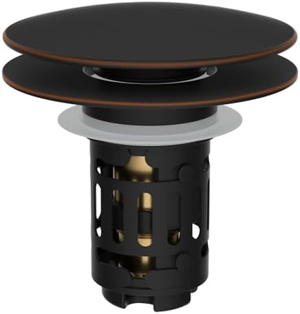 Hibbent Upgraded 3 in 1 Bathroom Sink Drain Strainer, Pop Up Sink Stopper with Big Push Cap, Anti-Clogging Metal Filter Basket,Sink Plug with Hair Catcher for 1.1''~2.36'' Basin, Oil-Rubbed Bronze by Hibbent