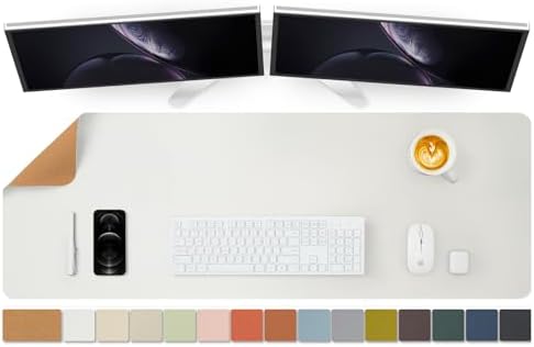 Large Cork Desk Mat - 47.2"x 17" Desk Pad for Office and Home - Ideal for Large Mouse Pad and Desk Mats on Top of Desks(White) by HOMIEAZICOZI
