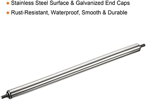 PATIKIL Conveyor Roller 1" Diameter 24" Length, Stainless Steel Gravity Transmission Replacement Part Galvanized End, Silver - Image 3