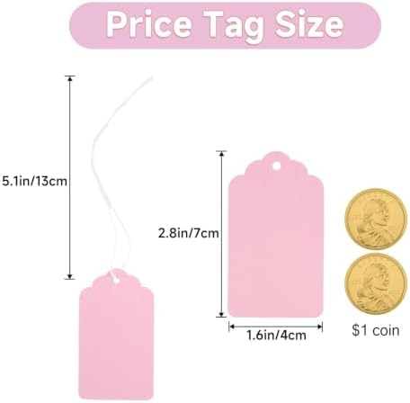 joycraft 200Pcs Gift Tags with String Attached, 2.8x1.6 in Pink Price Tags - Image 2