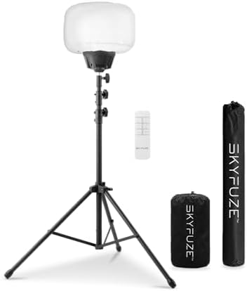E-Z UP SKYFUZE 60W LED Balloon Light and Tripod with Over 5,000 sqft of 360-degree Illumination, 7,800 lumens by SKYFUZE