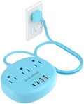 Blue Extension Cord with USB C - 5 FT Flat Extension Cord by YourBetterchoice