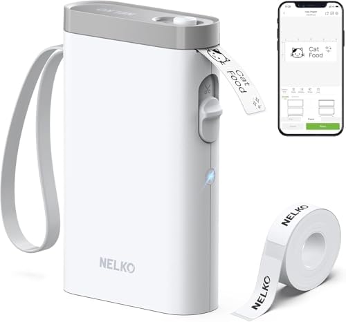 Nelko P21 Label Maker Machine with Tape, Bluetooth Label Printer, White by NELKO