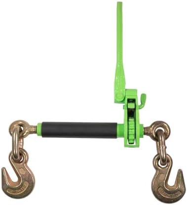 3/8"-1/2" Hi-Viz Green Heavy Duty Folding Handle Ratchet Load Binder w/Grab Hook 12,000 lbs WLL | Tie Down Hauling Chain Binders for Flatbed Truck Trailer by MyteeProducts