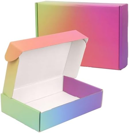 9x6x2 Shipping Boxes for Small Business, 30 Pack Colorful Corrugated Cardboard Boxes for Shipping Mailing by OUGEBOX