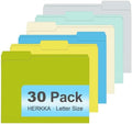 File Folder, HERKKA 30 Pack 1/3 Cut Tab File Folders, Letter Size, Assorted 6 Colors, Colored File Folders Designed for Office and Classroom Use by HERKKA
