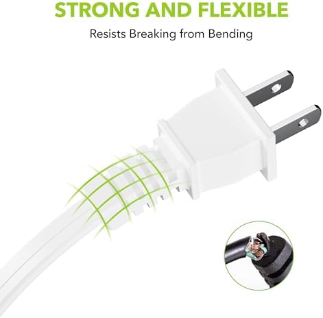 HBN Indoor Extension Cord, 6ft 3 Pack, White, 3 Outlets with Safety Cap Included, 2 Prong Polarized Plug, Perfect for Homes, Offices, and Kitchens - Image 5