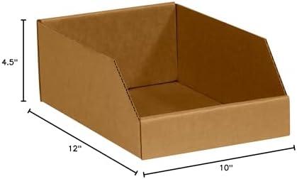 Tape Logic TLBINMT1012K Open Top Bin Boxes, 10" x 12" x 4-1/2", Kraft (Pack of 25) - Image 5