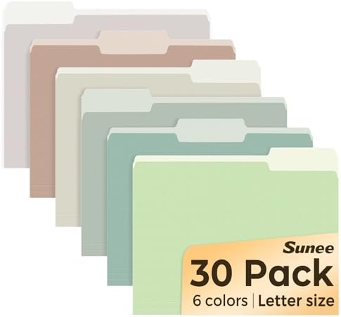 SUNEE File Folders, 30 Pack Manilla Folders 8.5 x 11, Colored File Folders Home Office School Supplies for Documents Files Paper, 6 Morandi Colors by SUNEE