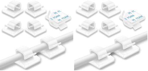200 Pcs Cable Clips, Adhesive Cable Organizer Cord Holder Wire Clip Wire Management Self Adhesive Hooks Wire Holder for Office, Home(White, 200PCS) (Pack of 2) by suoundey