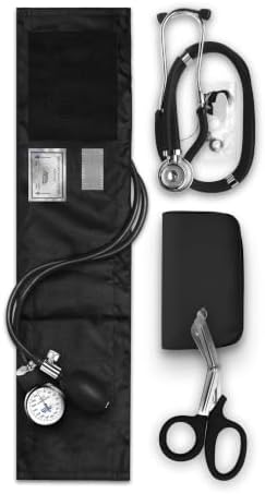 ASA TECHMED Nurse EMT Starter Pack Stethoscope, Blood Pressure Monitor and Trauma 7.5" EMT Shear Ideal Gift for Nurses, Medical Students, Firefighters, Police and Personal Use (Black) Standard by ASATECHMED