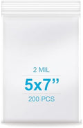 5''x 7'', (Pack of 200) 2 mil Thick Clear Plastic Reclosable Zip Poly with Resealable Lock Seal Zipper, Clear Small Zip Bag, Jewelry Bags, Candy Bags, Storage, Packaging & Shipping… by Enbreey
