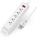 Power Strip, SUPERDANNY Surge Protector, 5 Outlets, 3 USB Ports, 4.5 Ft Extension Cord, 900 Joules, Mountable, Overload Switch, Protected Indicator Light, Multiple Protections for Home Office, White by SUPERDANNY
