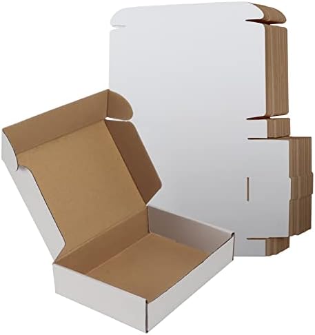 RLAVBL 9x6x2 Inches Shipping Boxes Set of 25, White Small Corrugated Cardboard Box, Mailer Boxes for Packing Small Business by RLAVBL