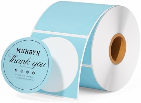 MUNBYN 2 Inch Blue Circle Thermal Labels for Inventory, 750 Sheets/1 Roll by MUNBYN