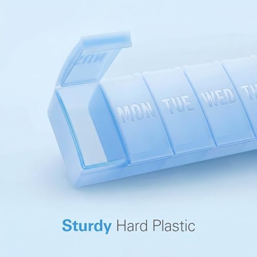 Barhon Large Weekly Pill Organizer, Big Vitamin Organizer Case for 7 Day, Travel Medicine Pill Box to Hold Various Supplements and Fish Oil, Sky Blue - Image 6