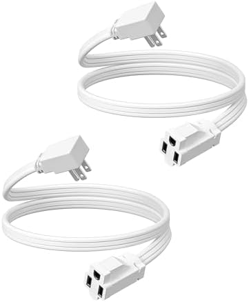 DEWENWILS 3FT Extension Cord, 3-Prong Flat Plug, 14/3, SPT-3, 2 Pack by DEWENWILS