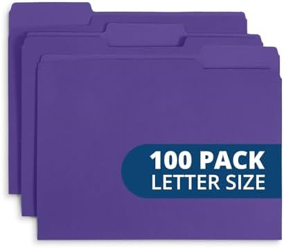 Blue Summit Supplies 100 File Folders, Letter Size, 1/3 Cut Tab, Purple by BlueSummitSupplies