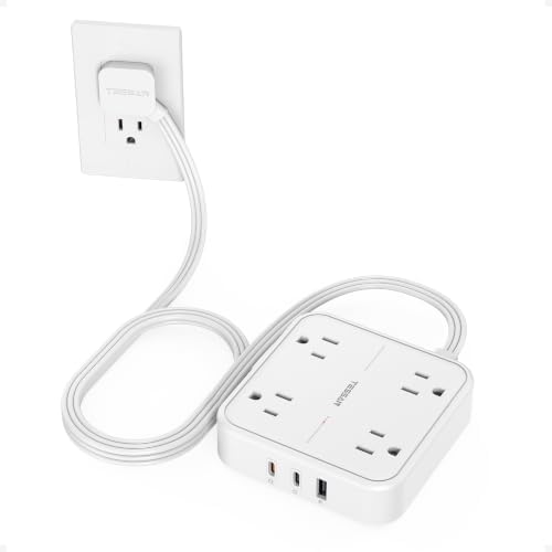 TESSAN Surge Protector Flat Extension Cord 5Ft, Flat Plug Power Strip, by TESSAN