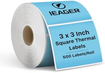 iEager Blue 3" x 3" Square Thermal Label Stickers, 500 Labels/Roll by ReliableThermalLabelsYouCanCountOn