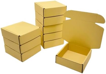 50 Pack 4.7x4.7x1.6 in Butter Yellow Shipping Boxes by Unknown