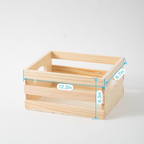 Set of 3 Rustic Wooden Nesting Crates with Handles, Decorative Wood Crates, Crate Box Wooden Storage Box for Kitchen, Office, Bedroom, Closet, Rustic Country Decor(Large Size 13.4x9.8x6.7 in) - Image 4