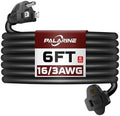 6 Ft Black Outdoor Extension Cord, 16 Gauge Heavy Duty by PALARINE