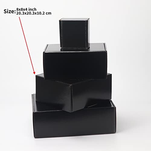 EXYGLO Shipping Cardboard Boxes for Small Business, Packing and Mailing, 8x8x4 - Pack of 25, Black - Image 3