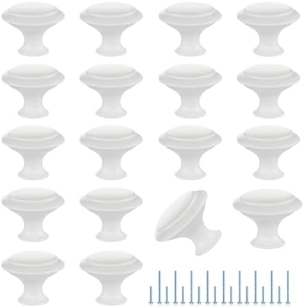 JOY DECOR White Cabinet Drawer Hardware,30mm Kitchen Cabinet Knobs,18 Pack by JOY+DECOR
