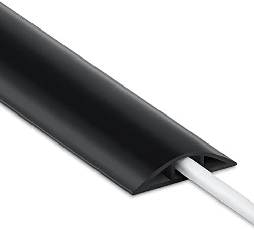 Black 8FT Low Profile Wire Cover - Extension Cord Cover, Tough Cord Floor Protection, Cable Management - Cavity: 0.47" W x 0.24" H by LZEOY