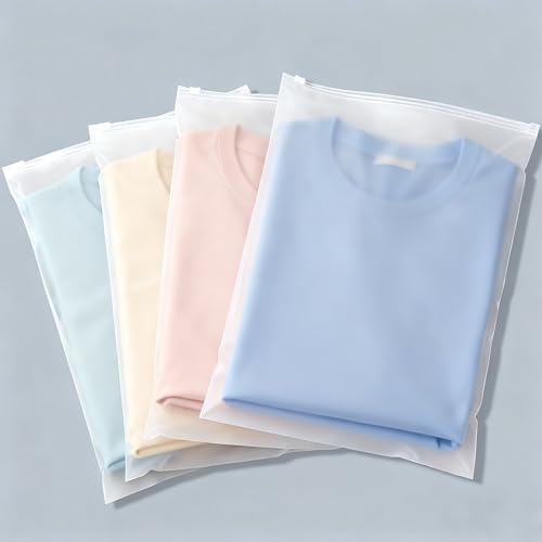 14 x 20 Inch Clothes Packaging Bags for Shipping, 50 Pcs Plastic Frosted Zipper Slider Bags without Vent Hole for Clothing, T-shirt, Travel Storage, Small Business, 3 Mil by DllxummDirect