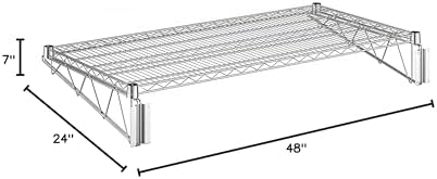 24" x 48" Wire Chrome Wall Mount Shelf, Commercial Fixed Wall Mount Rack, NSF, Metal Floating Shelving for Kitchen, Stock Rooms, Home and Hotel - Image 3