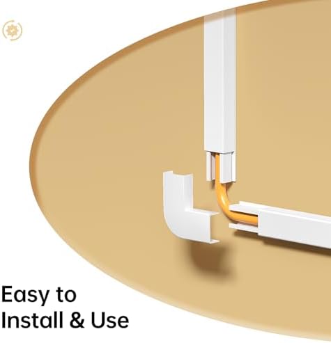 Delamu Cord Hider Wall, 85in Cord Covers for 3-4 Wires on Wall, Cable Hider Wire Hiders Wire Covers for TV Cords on Wall, Easy Mount Cable Cover Management Kit to Hide TV Wires, W1.18 H0.67in, White - Image 5