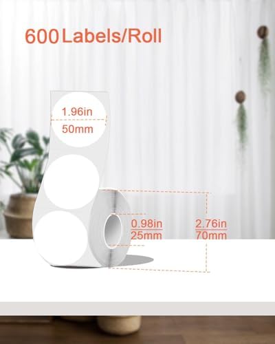 2 inch Round Thermal Labels, Thermal Printer Labels Sticker use for Barcode, Shipping, Customized, Circle Direct Thermal Stickers 600 PCS/1 Roll, White - Image 2