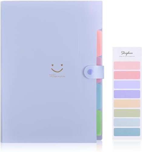 SKYDUE Expanding File Folder with 5 Pockets, Cute Accordion File Organizer, Letter Size Filing Folder, Portable Paper Receipt Organizer, School Office Supplies Purple,Darkpurple by SKYDUE
