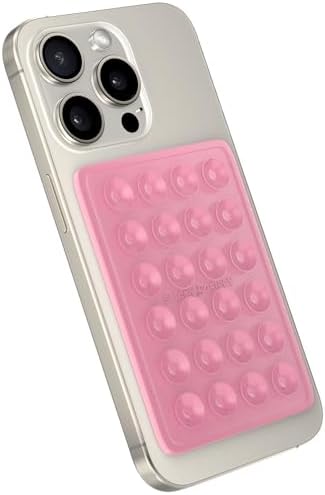 StickyGrippy Suction Phone Case Mount, Sillicon Adhesive Phone Accessory for iPhone and Android, Hands-Free Strong Grip Mirror Shower Phone Holder, Tiktok Videos and Selfies (Pink Glitter) by StickyGrippy